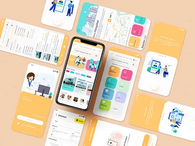 Hospital App Book Your Doctor Now 2020 ui trends app branding ecommerce flat hospital app icon intro screen intro screens login rkhd search with filter typography ux web