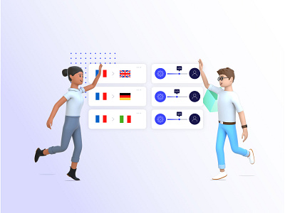 Translate it 3d 3d character app brand branding character characterdesign design illustration integration plugin product traduction translate weglot wordpress