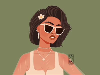 Daisy babe digitalart dribbble dribbbleshot flowers girl girlportrait glasses illustration illustrator