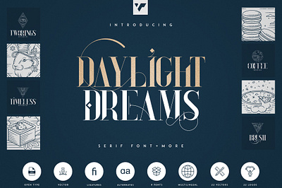 Daylight Dreams Serif Font + Extras brand bundle creative design font lettering logo serif serif font typography vector