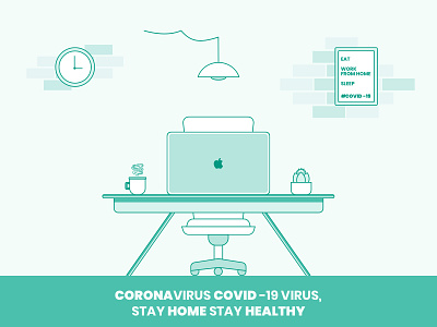 Covid-19 Work from Home, Stay Home Stay Safe america app banner branding china coronavirus covid19 dubai epidemic icon illustration india italy logo london spain usa vector web world