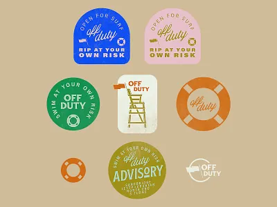 Off Duty Lock Up badge beach branding design flat illustration lettering retro surfing vector vintage