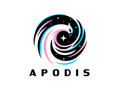 apodis bird character constellation design galaxy logo space star