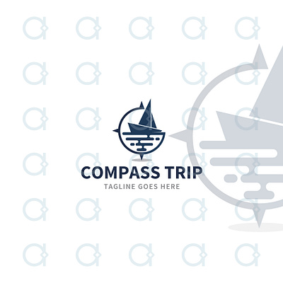 Trip Logo adventure agency agent brand identity compass compass rose design guidance guide holiday journey logo sail sailing ship tour travel trip vacation vectorart