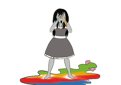 tears of the Rainbow blackandwhite blood broken heart cartoon crying design girl illustration mentalhealth pressure rainbow