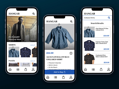 HANGAR Clothing Mobile app app design mobile ui ux