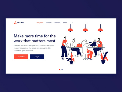 Asana Landing Page (Concept) asana background business color colors concept design header header design illustration landingpage technology ui design uidesign ux design uxdesign web design