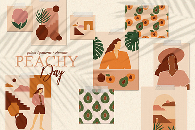 "PEACHY DAY" Abstract Collection abstract abstract art abstract collection abstract design abstract logo abstraction background collection design graphic design graphic elements graphics illustration pattern print prints projects seamless patterns vector womens