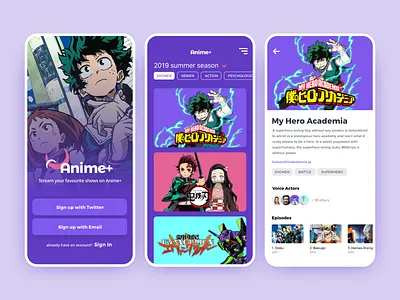 Anime & TV Streaming App animation anime anime app app daily ui demon slayer design disney plus logo mobile my hero academia neon genesis evangelion netflix netflix app sign up ui ux uxdesign web website