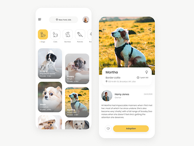 Pet Adoption App adoption animal animals app concept design figma mobile mobile app pets ui ux