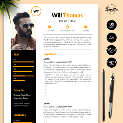 Creative Resume for Word & Pages “Will Thomas” creative resume creative resume word cv template cv template word cv with cover instant download modern resume one page resume professional cv word professional resume resume design word resume for word resume template resume template word resume with photo three page resume two page resume