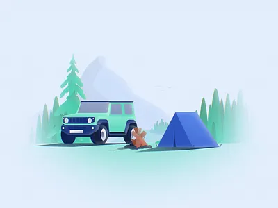 Campfire Day/Night 3d after effects aniamtion camping car day fake fire forest hunangsx hunangsx jimny landscape loop night shapes suzuki tent transition tree