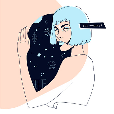 we're saving the world, kid design digital art fashion illustration flat illustration lineart linework pastel colors pop art portrait vector
