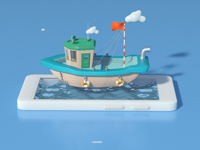 boat 3d app boat c4d design illustration