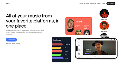 Roon Hero Redesign clean hero hero section media minimal modern music web design website design