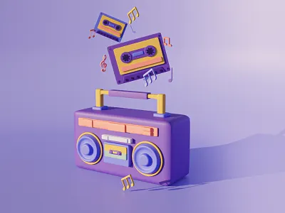 music 3d 3d illustration abstract belnder color design georgia graphic design illustration joy mood music music player old music player purple render retro tbilisi