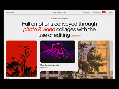 Anthony Parssi Layout 2022 trends art direction clean concept creative design grid layout photo photographer typo typography ui ui elements uidesign ux web web design website design website ui