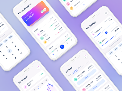 Cryptocurrency Mobile App: iOS Android UI adobe xd android app app design application cryptocurrency ios iphone mobile mobile app mobile app design mobile ui uiux user interface