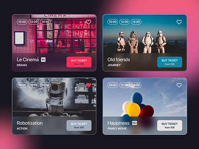 Movie cards cards cinema dark ui gradient mobile movie ui web website