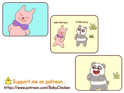 Baby Chicken episode 26 animals art baby chicken brightness bunny comic cute design drawing graphic happy illustration lifestyle motivation nature necktie panda popular trending vector