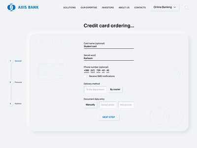 Neomorphic Credit Card Ordering bank banking cards concept credit card credit card form empathy figma neomorphic neomorphism ordering registration registration form ui ui design ui ux user experience user inteface ux design webdesign