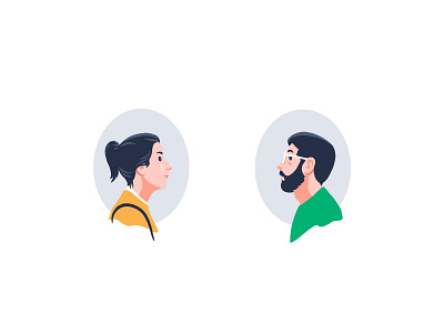 Pair beard character couple glasses illustration pair portrait