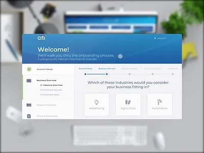 Account Setup for PLCC Merchant Onboarding bank banking desktop application financial service flinto interaction design onboarding plcc private label credit card product design prototype animation sign up sketch ui ux ui design