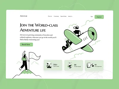 Matilda - Travel UI illustrations branding character creative design flat flight getillustrations green happy illustration matilda outline plane success travel ui ux vector web illustration