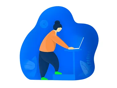 Work from home blue character flat illustration illustration illustrations ipad procreate work from home