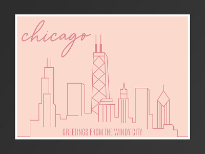 Chicago Postcard chicago design dribble dribbleweeklywarmup illustration postcard rebound travel