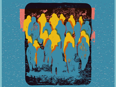 Seems Legit Poster Illustration crowd hand drawn illustration ink poster shadow techno texture