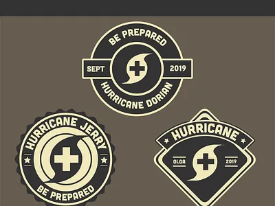 Hurricare Badges adobe adobe live adobe stock badge badge design badges brand branding clites design graphic health hurricane hurricare live patch shield visual wilderness xd