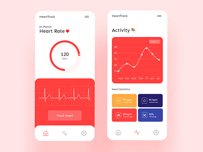 HeartTrack dailyui design health app heart heart rate illustration ui uidesign ux web web design