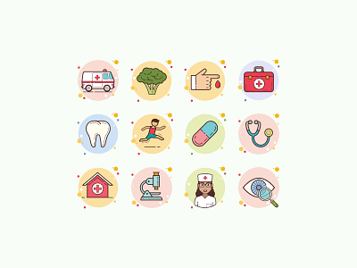 Bubbles Medical Icons color icons design design tools digital art flat design graphic design graphics health healthcare icon design icon pack icon set icons icons pack illustration illustrator interface illustration medical vector art web design