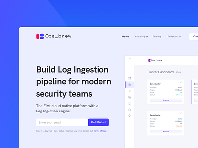 Ops_brew Landing Page branding design flat icon illustration landing page ui landingpage minimal mobile app product design typography ui uidesign uiux ux web ui web ui design webdesign website website design