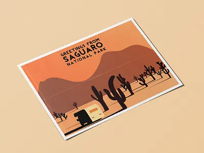 Thinking about Arizona adventure cactus design illustration national park rv saguaro sunset vector