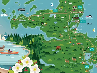 Aragon Discovery Centre — Mural hand drawn illustration map real estate