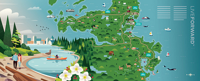 Aragon Discovery Centre — Mural hand drawn illustration map real estate