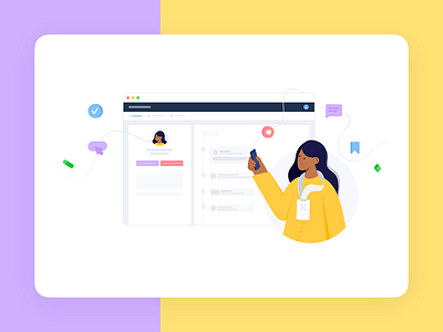 Event Attendee Data 🗓️ bookmark character click comment data device event girl icon like marketing ui design website
