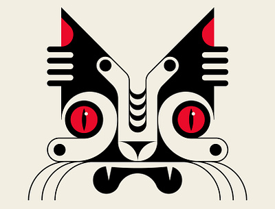 The Kitty abstract design black branding cat design geometric illustration red typogaphy vector