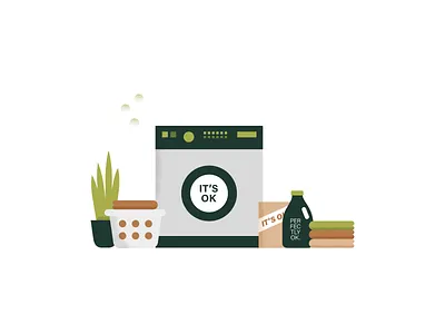 Don't be too hard on yourself clean geometric geometric design illustration laundry laundry machine soap vector vector illustration work from home