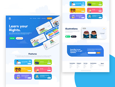 Kiddies App Website Landing Page african app illustration kids illustration landingpage minimal minimalist design typography ui ux web website design xd design