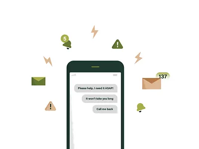 Set boundaries brown clean email geometric geometric design green illustration notifications phone stress vector vector illustration