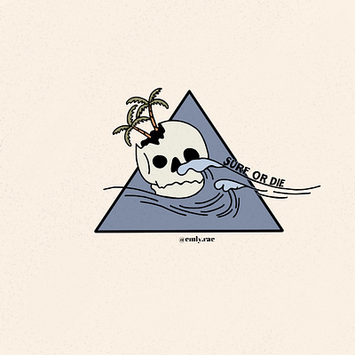 Surf or Die california graphic design illustration procreate