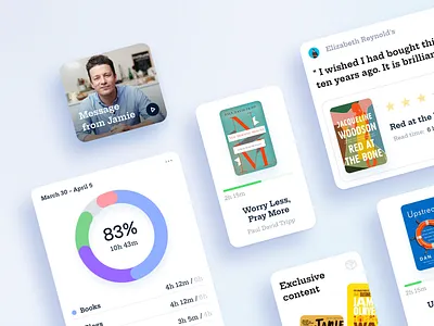 Reading App / UI elements app application article book books cook cover duration eshop ios iphone jamie oliver library meal mobile quote reading app text time ui