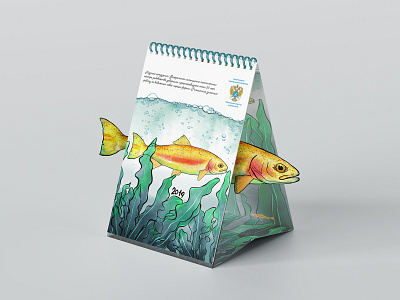 Calendar 2019 2019 bubbles calendar design fish fishery golden illustration sea trout