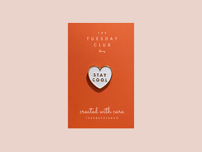 Stay Cool Enamel Pin conversation heart cool cool pin enamel pin enamel pins futura heart heart pin merchandise minimal product design soft enamel pin stay cool the tuesday club tuesday typography valentine