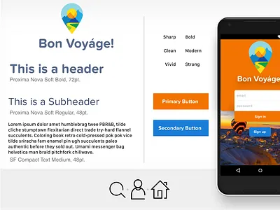 Travel App Stile Tile app branding branding design design icon logo moodboard sketch style tile typography ui vector
