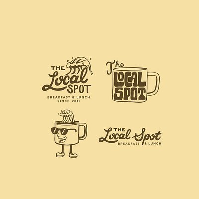 The Local Spot Logo Pack branding branding and identity breakfast california coffee design hand drawn identity illustration lettering logo restaurant restaurant branding surfing type typography