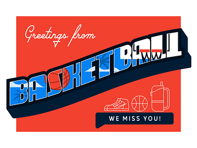 #31 Weekly Warm-up: Greetings from Basketball basketball challenge dribbbleweeklywarmup greeting card greetings miss basketball postcard postcard design typography weekly warm up weeklywarmup